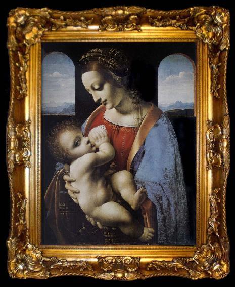 framed  LEONARDO da Vinci Madonna and Child, ta009-2